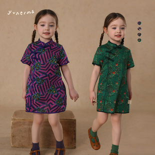 宝宝洋气连衣裙礼服裙 100支长绒棉碎花旗袍裙 允儿妈女童夏季 新款