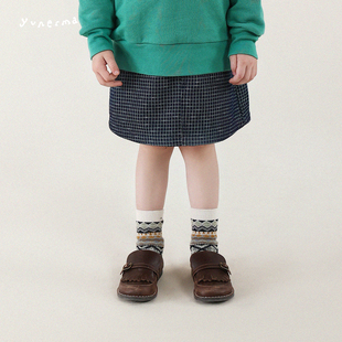 允儿妈女童春季韩系小众格子半身裙儿童春秋时尚短裙女孩半裙裙子