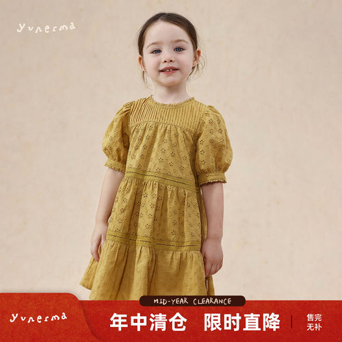 宝宝夏季小众刺绣泡泡袖连衣裙