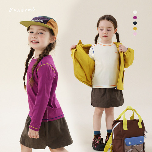 允儿妈女童户外山系速干字母长袖