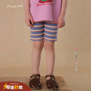洋氣騎行褲 寶寶幼兒園夏季 允兒媽女童2025新款 短褲 百搭條紋單車褲