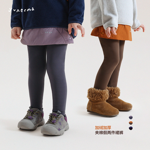 宝宝加厚打底裤 允儿妈女童冬季 儿童秋冬保暖裤 假两件加绒裙裤 新款