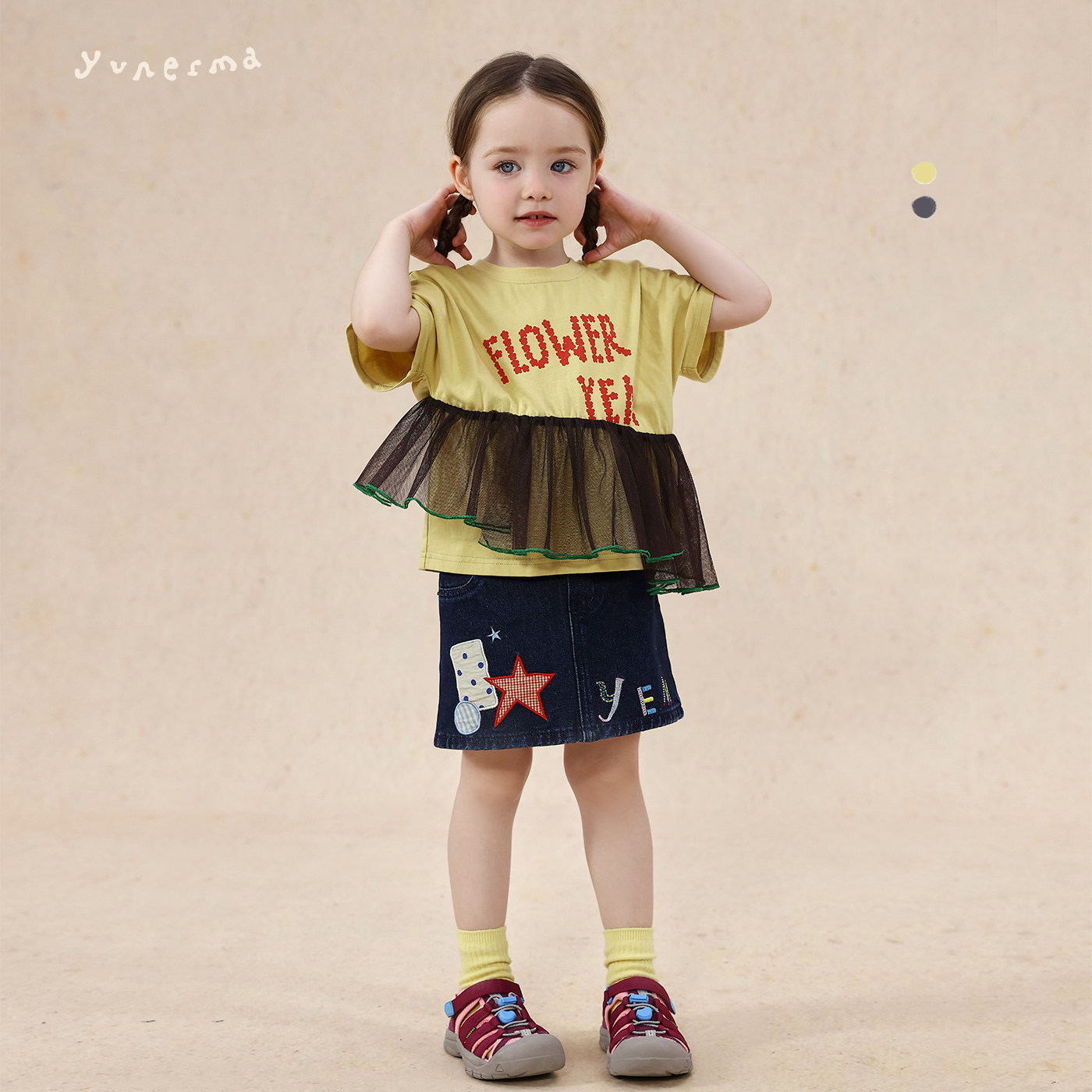 允儿妈女童夏季日系小众不规则拼接字母短袖 宝宝洋气T恤儿童上衣,童装/婴儿装/亲子装,T恤,淘宝优惠券,粉丝福利购,淘宝优惠卷