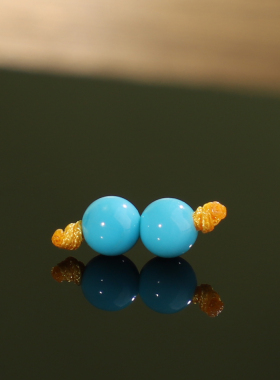 649号4.2mm*2颗。帝廷家正品美国松石美松睡美人圆珠散珠高瓷蓝色
