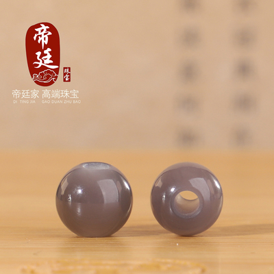新疆和田玉烟紫圆珠大孔珠散珠