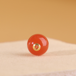 帝廷家!正品保山南红保山冰红18K金贴片孔道镶嵌珠圆珠163号10mm