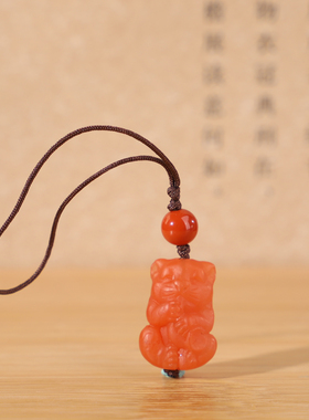 帝廷！保山南红小吊坠老虎手工编织手机链挂坠292号15*10.7*6.9mm