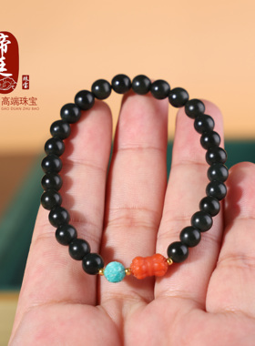 新疆和田玉塔青圆珠手链单圈6mm