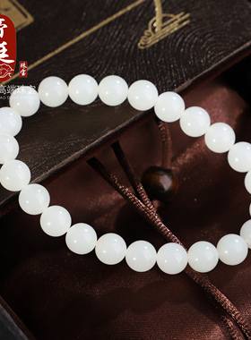 帝廷家！高品质新疆和田玉白玉老熟料手串羊脂玉白玉单圈8mmB84号