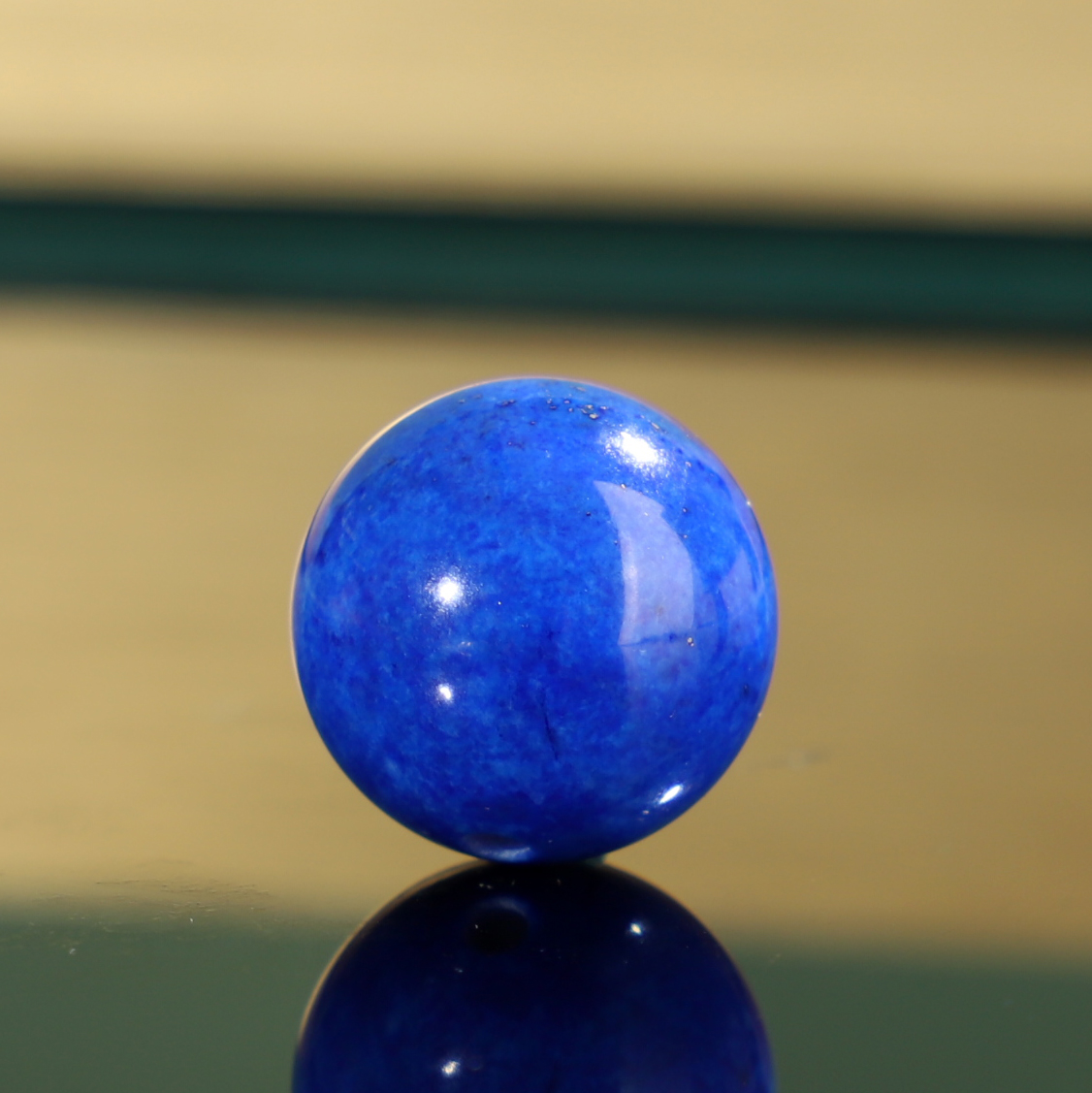 青金石圆珠高货微白微金布莱因蓝