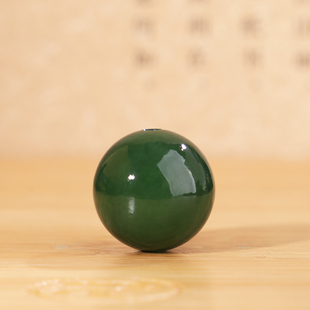 帝廷!正品天然俄料碧玉圆珠单颗散珠菠菜绿精选散珠361号15.3mm