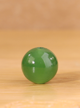 天然俄料碧玉圆珠单珠精品阳绿色