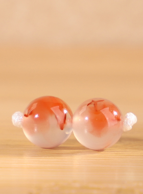 帝廷正品川料凉山南红圆珠对珠冰飘红散珠飘红精美348号7.3mm*2颗