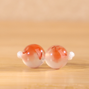 帝廷正品川料凉山南红圆珠对珠冰飘红散珠飘红精美348号7.3mm*2颗