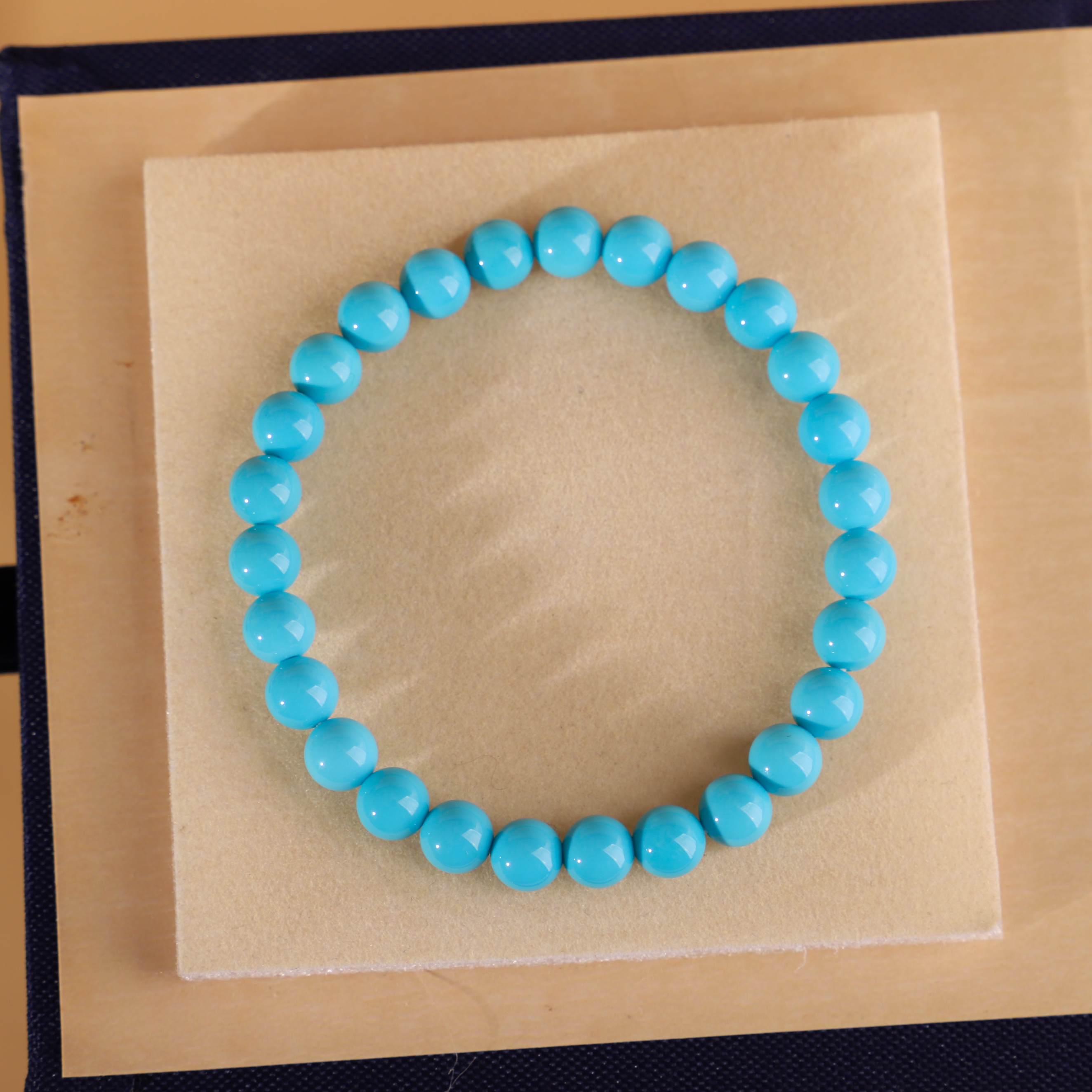 美国松石睡美人高瓷蓝圆珠手链