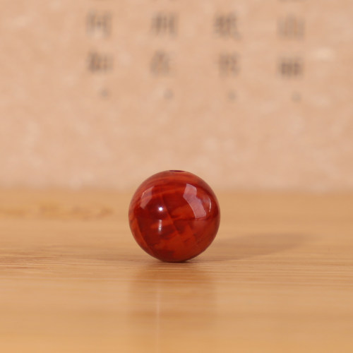 正品川料凉山南红圆珠高品火焰纹