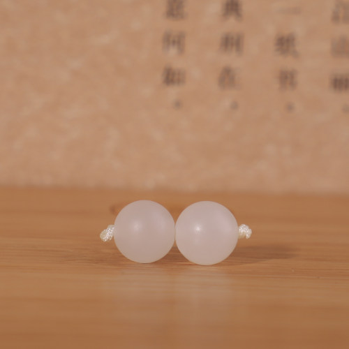 和田玉白玉圆珠哑光质感散珠对珠