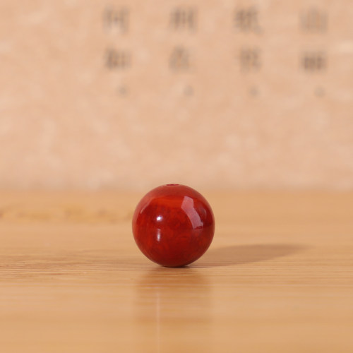 南红圆珠单珠精品高选火焰纹艳红
