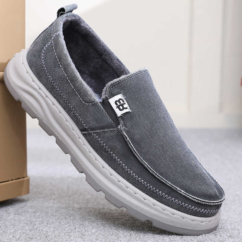 秋冬季男鞋老北京布鞋男棉鞋加绒保暖爸爸鞋一脚蹬防滑男士休闲鞋