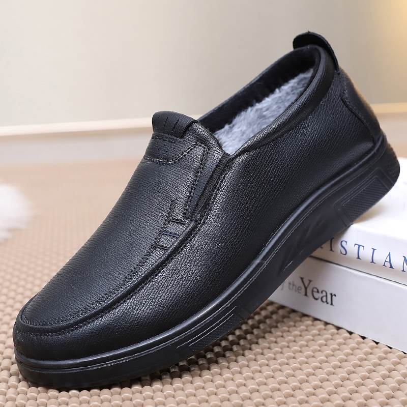 冬季加厚保暖兔毛爸爸鞋老北京布鞋男士棉鞋防滑软底中老年人棉靴