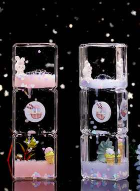 几何卡通兔动感滑滑梯油滴沙漏桌面摆件治愈解压玩具儿童生日礼物