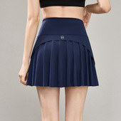 加长大码 运动短裙防走光女高腰跑步A字半身网球裙孤弧度后百褶