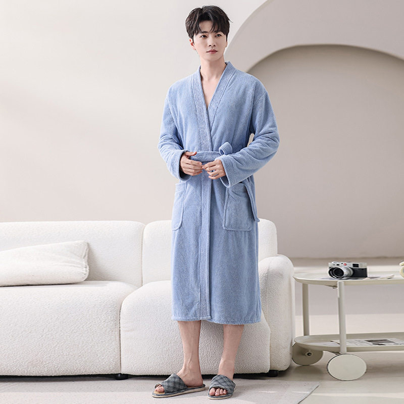 浴袍男士吸水速干洗完澡穿的浴衣珊瑚绒加厚女士可穿式浴巾高级感