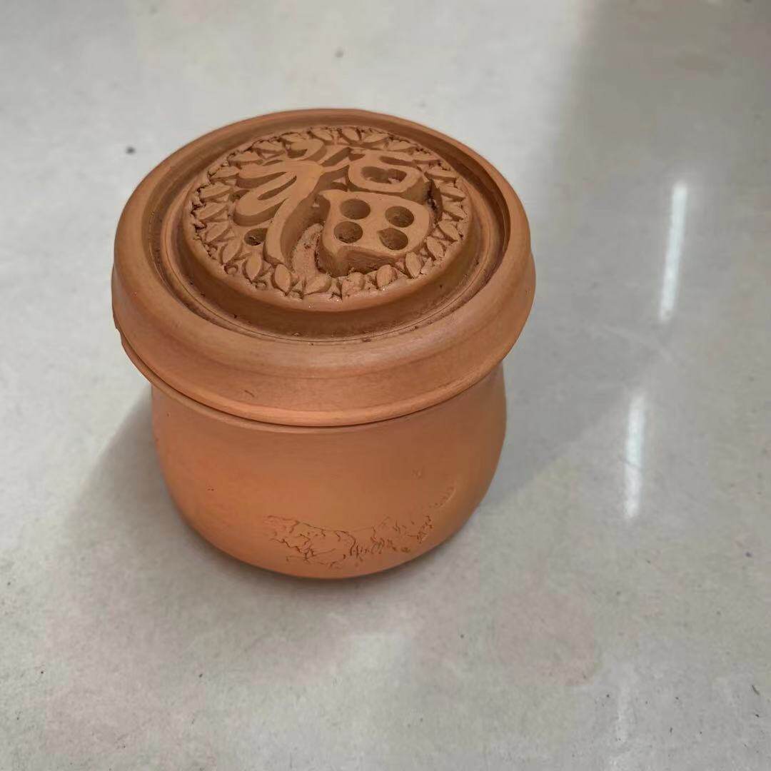 福字盖雕花小叫罐 油葫芦 蛐蛐 黑虫竹蛉马蛉叫罐  蟋蟀带盆