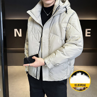 羽绒服男冬季2025新款加厚连帽高级感极寒大码高充绒量短款外套
