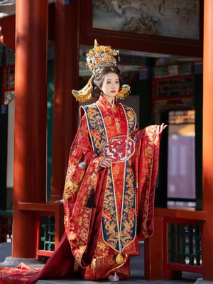 【出租】云河千色百鸟朝凤特别版明制汉服婚服 婚礼嫁衣凤冠霞佩