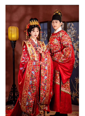 【出租】桃花序金玉良缘明制婚服汉服圆领袍马面裙汉式男女款情侣