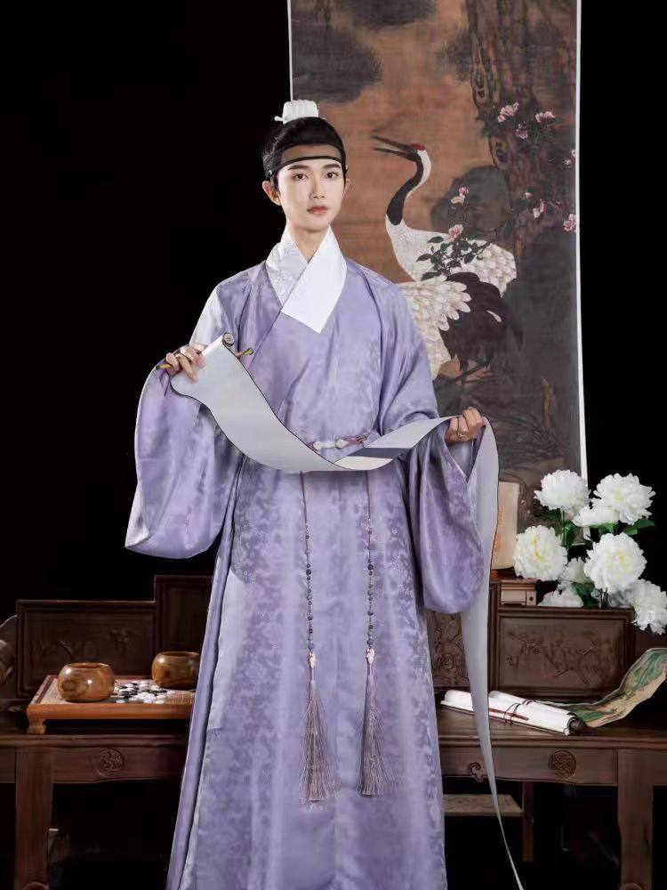 【出租】执月云纹提花缎琵琶袖明制道袍男款伴郎服父母服汉服婚服