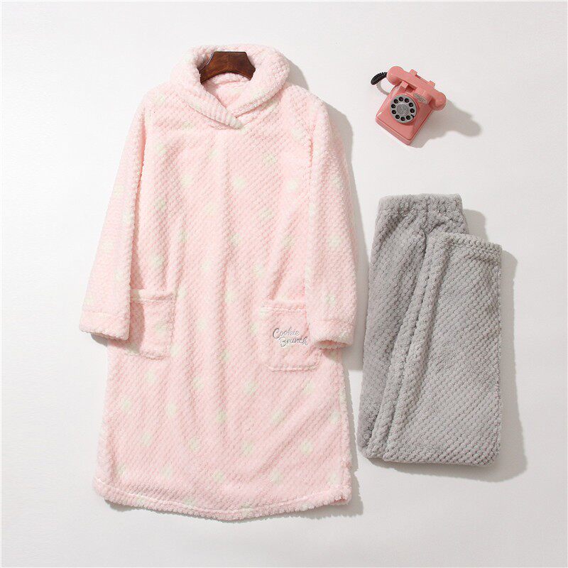 매일 싱글 겨울 하이 넥 출산 잠옷 산호 벨벳 따뜻한 절반 길이 가정복 출산 모유 수유 모유 수유 옷