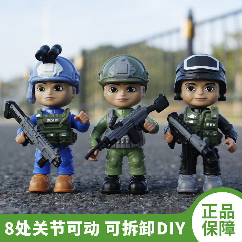 星荣兵团玩具批发卡通兵人模型关节可动军事模型玩具PVC公仔摆件