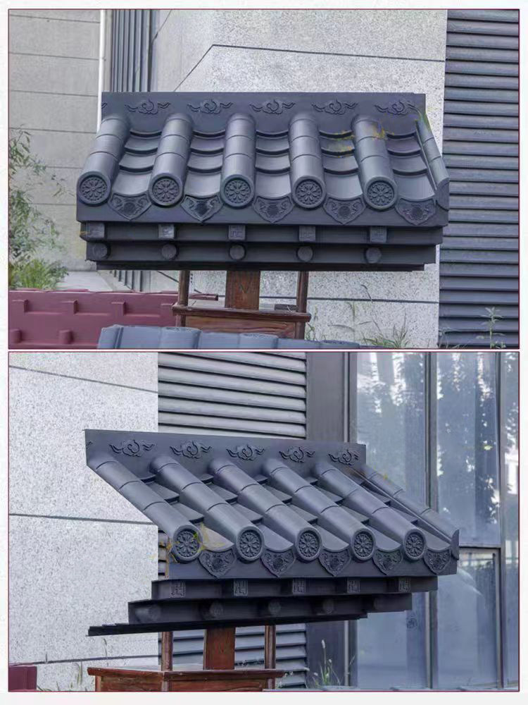 特大号加厚免架子一体仿古屋檐瓦徽派门头窗户雨搭饭店装饰树脂瓦