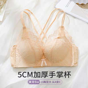 凯莉蝶美背内衣女小胸聚拢上托平胸专用无钢圈收副乳加厚5cm文胸