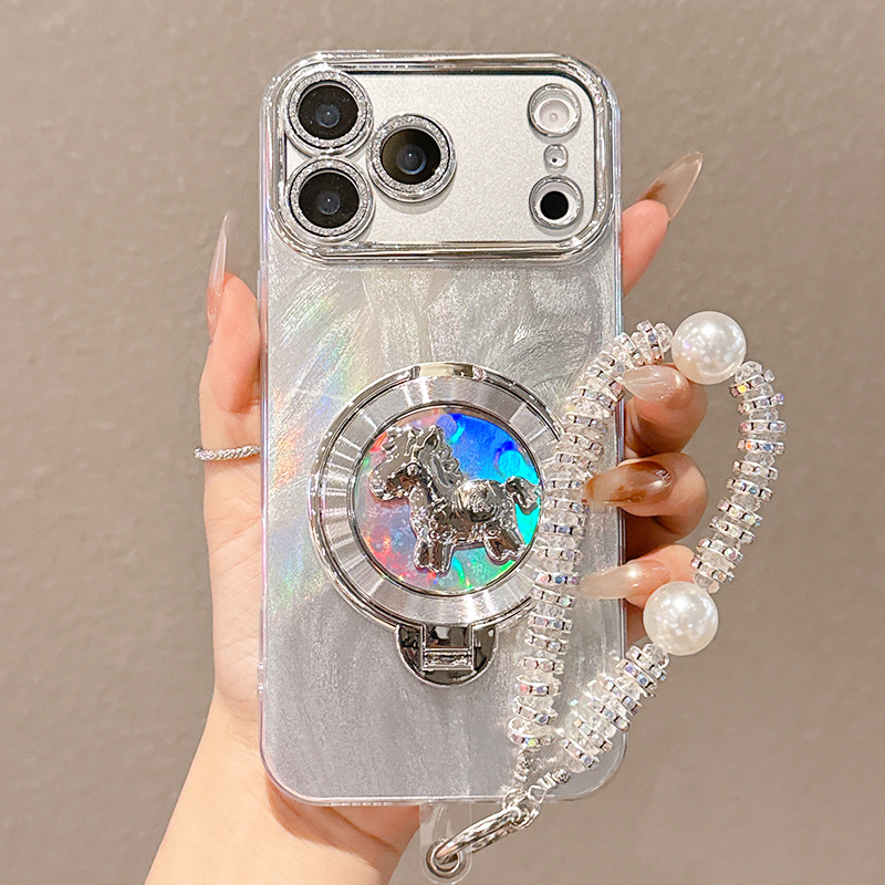 羽纱旋转小马支架适用苹果17Promax手机壳iPhone17Pro新款IP16全包镜头膜一体15防摔14外壳13高级感12女款Ari