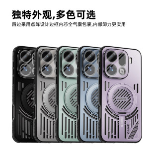 铝合金镂空散热适用于OPPOReno15pro手机壳带镜头膜reno15套360旋转支架14Pro夏季蜂窝透气14por新款磁吸外壳