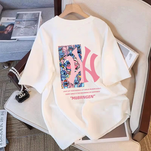 奥特莱斯夏季 t恤男士 潮牌新款 字母印花休闲百搭宽松纯棉圆领 短袖