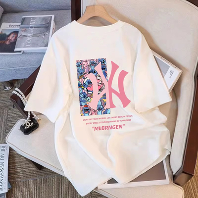 夏季男士纯棉宽松字母短袖T恤