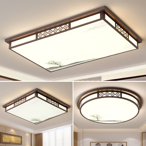 新中式客厅灯吸顶灯led长方形