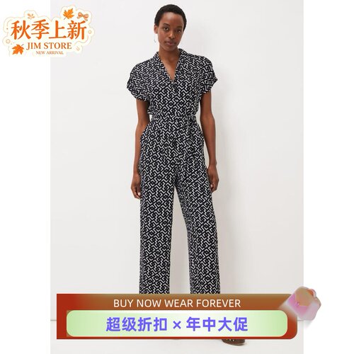 PhaseEight西服领回字纹连体裤