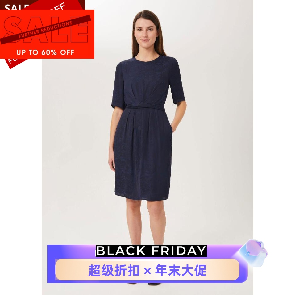 HOBBS短袖包臀裹腰系带连衣裙