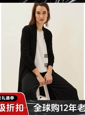 Phase Eight黑色长袖开衫中长款纯色垂感优雅通勤气质百搭显瘦