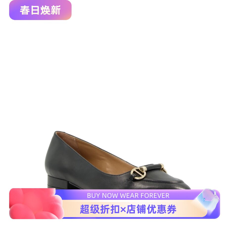 DUNE LONDON黑色真皮女裤皮鞋低跟尖头金属装饰通勤英伦风百搭