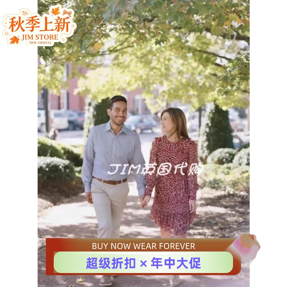 REISS粉色碎花纱网袖连衣裙