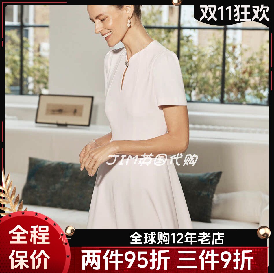 HOBBS短袖淡粉色连衣裙