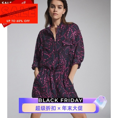 长袖宽松系带碎花英伦