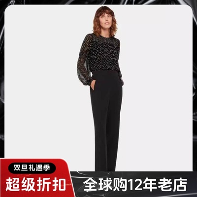 WHISTLES长袖衬衫衬衣黑色波点纱网短款优雅英伦通勤气质百搭显瘦