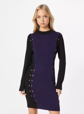 Phase Eight长袖包臀连衣裙短款藏蓝黑色拼色优雅气质英伦风